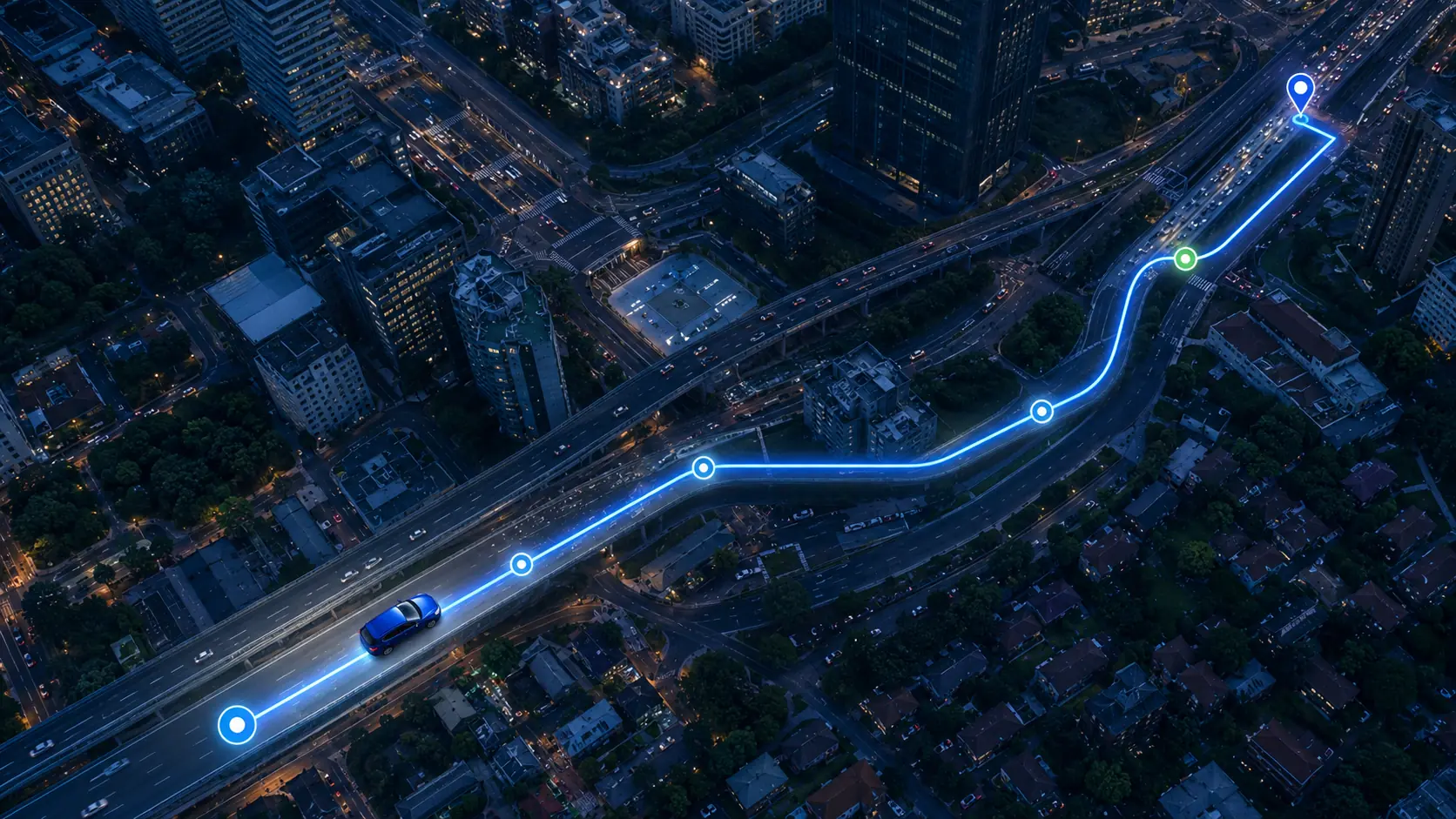 Trajeto detalhado de um veículo em um mapa urbano